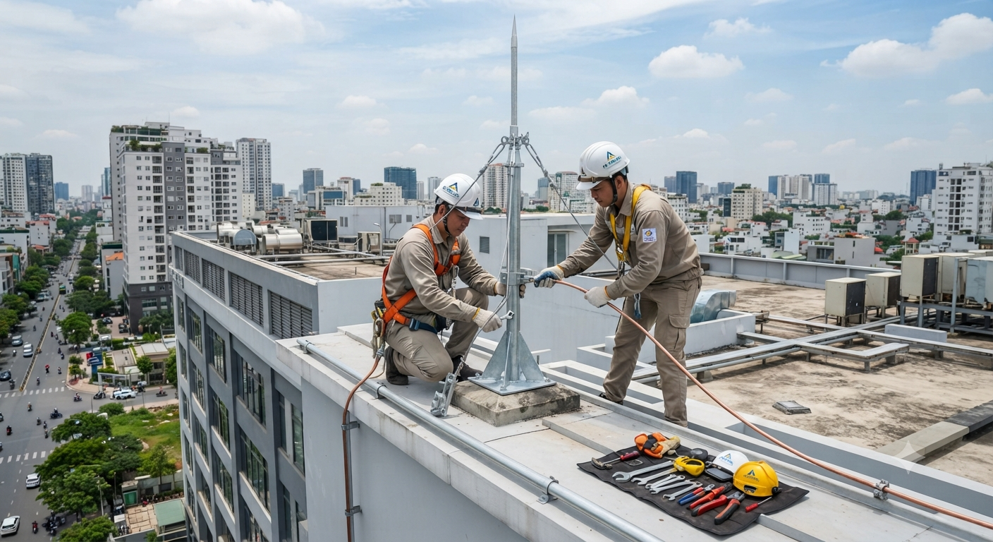 Thi công chống sét - An toàn tối ưu thiết bị