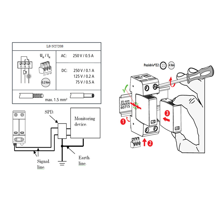 Aptomat chống sét lan truyền 1 fa  OTOWA LS-N2720S