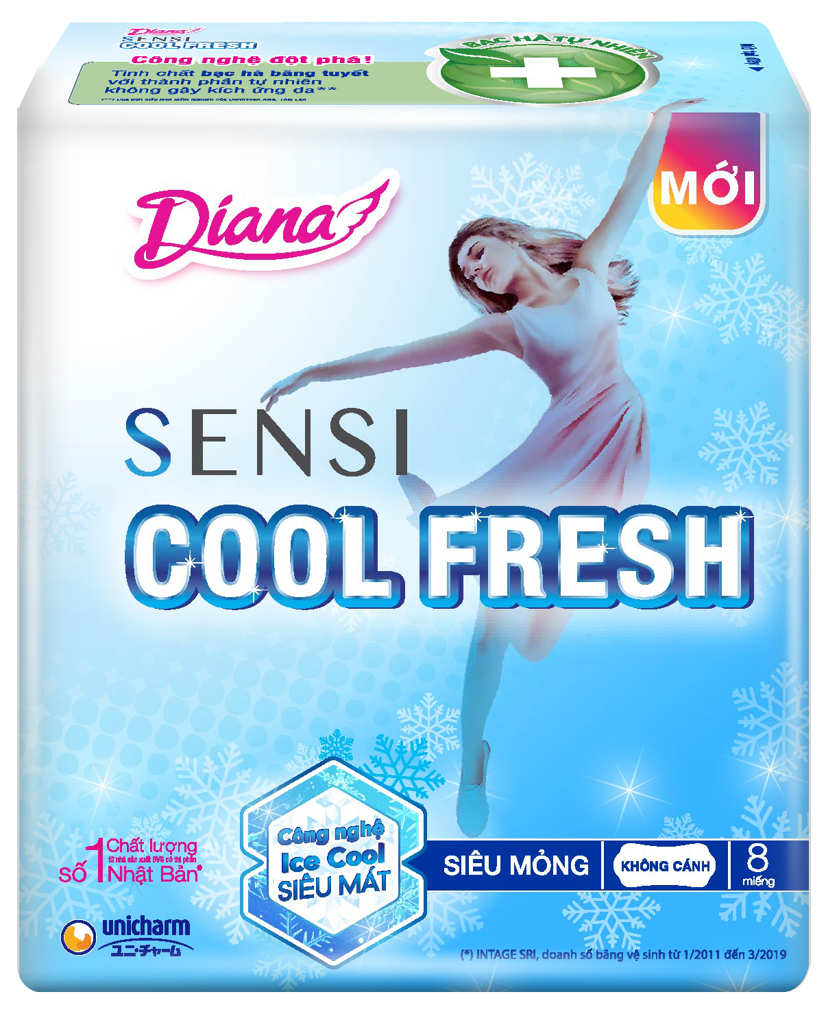 Băng vệ sinh Diana sensi cool fresh Siêu mỏng không cánh 8M