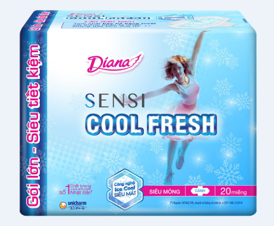 Băng vệ sinh Diana Sensi Cool Fresh siêu mỏng cánh 20M
