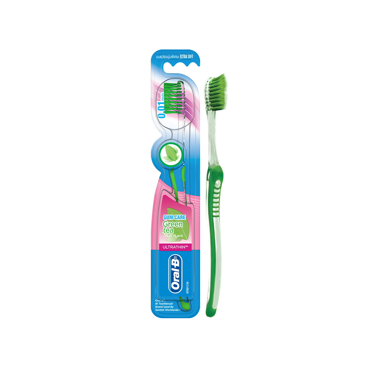 Bàn chải đánh răng cán trong trà xanh Oral-B