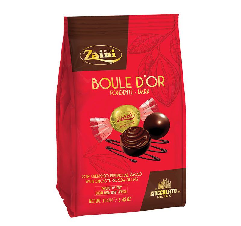 Socola nhân vị cacao Zàini Boule D’or Fondente Dark Ý 154g