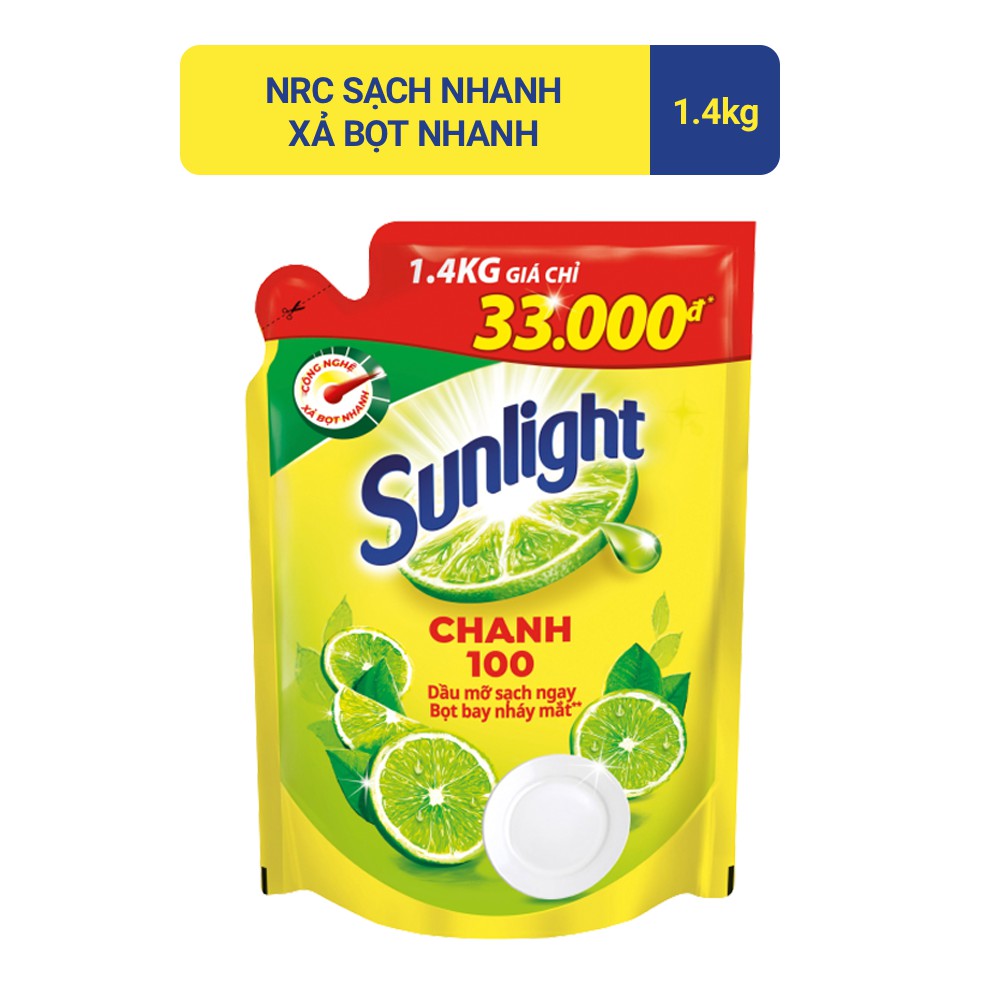 Nước rửa chén sunlight hương chanh 1,4kg / túi