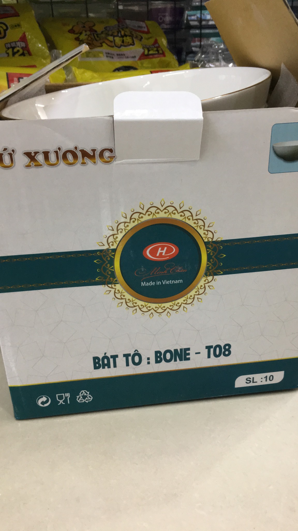 Bát tô kẻ vàng Minh Châu Bone-T08