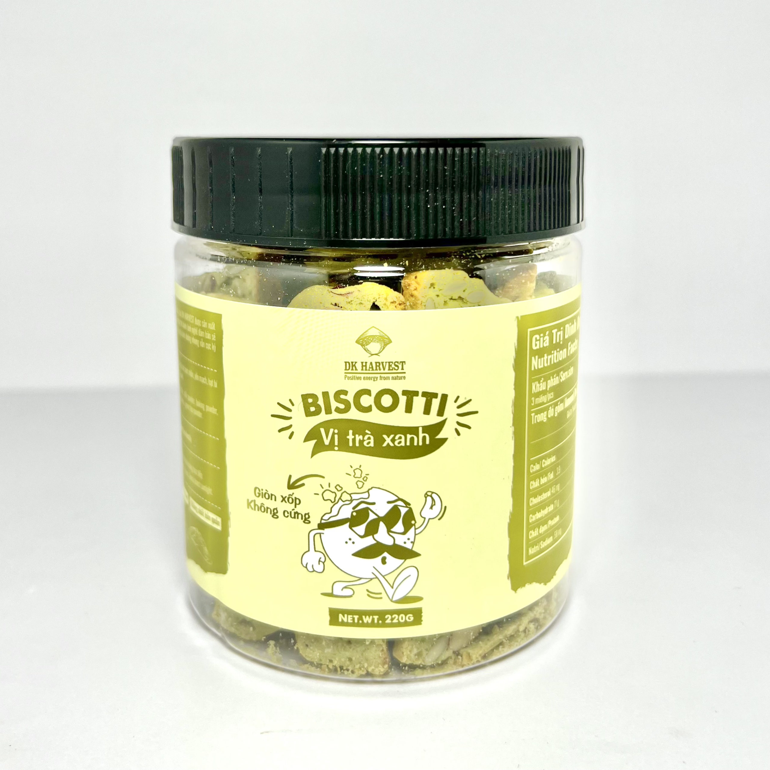 Bánh hạt dinh dưỡng biscotti vị trà xanh DK Harvest 220g