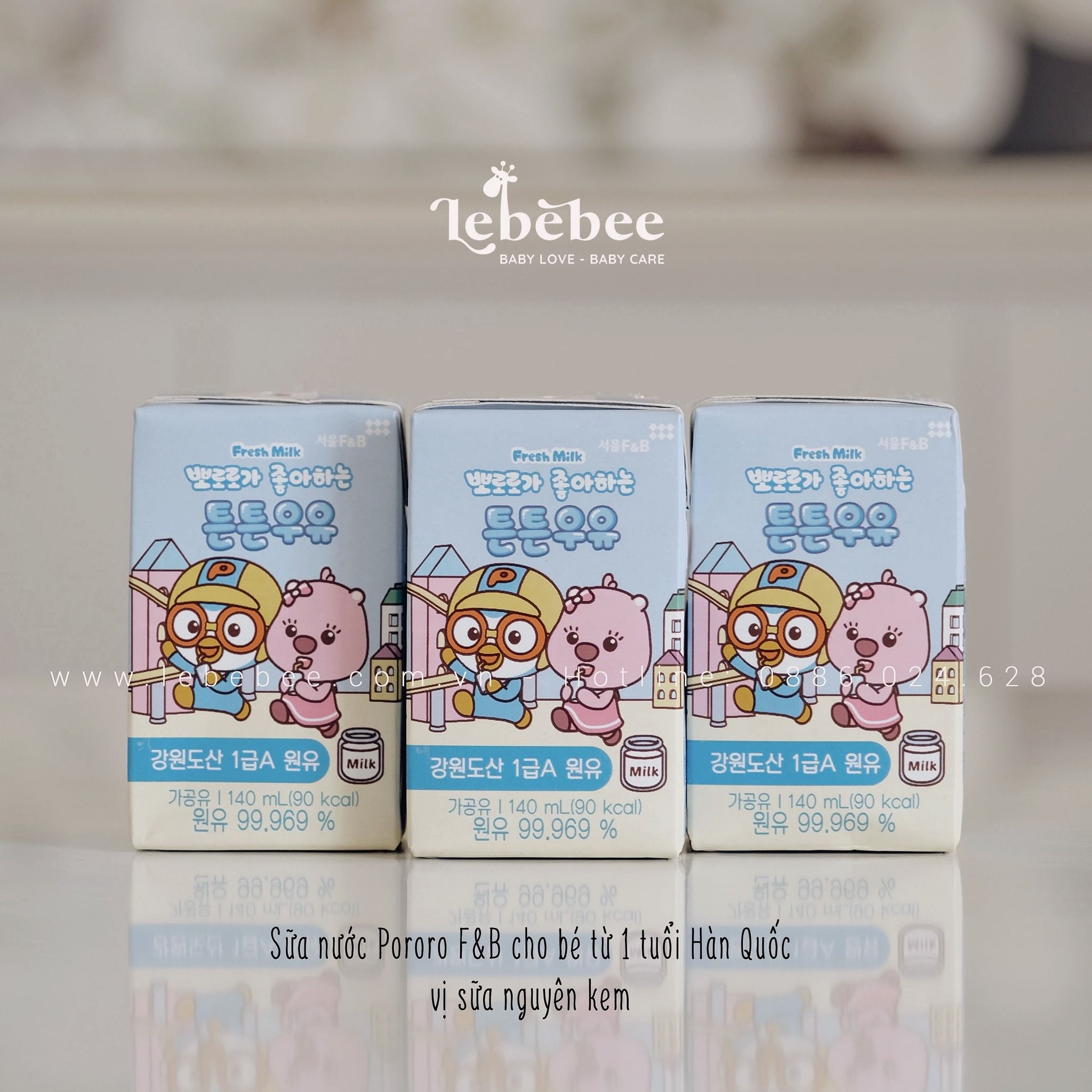 Sữa Pororo F&B trắng nguyên kem Hàn Quốc 140ml
