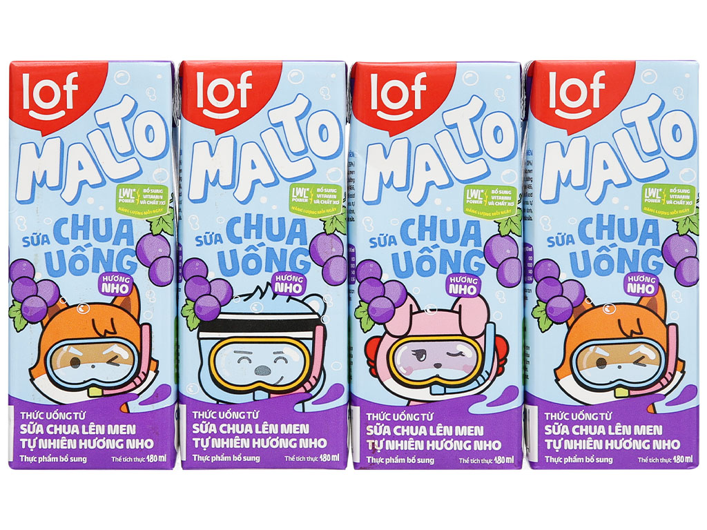 Sữa chua uống LOF Malto Hương Nho 180ml
