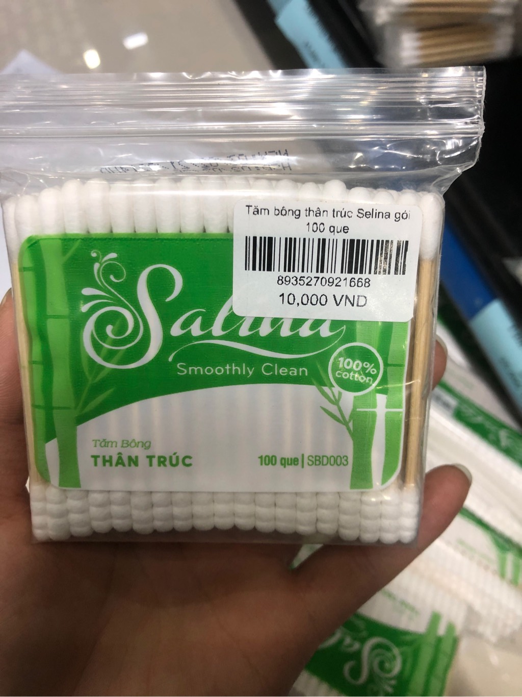 Tăm bông thân trúc Salina gói 100 que