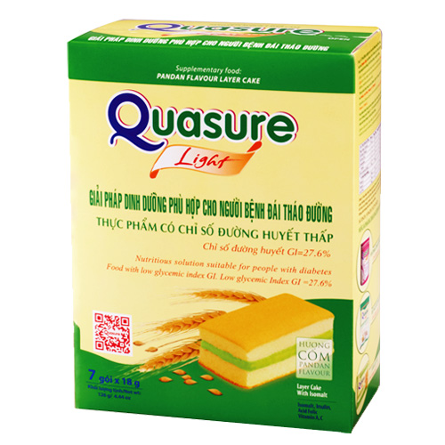Bánh bông lan kem hương cốm dành cho người bệnh đái tháo đường Quasurel Light laycake 126g