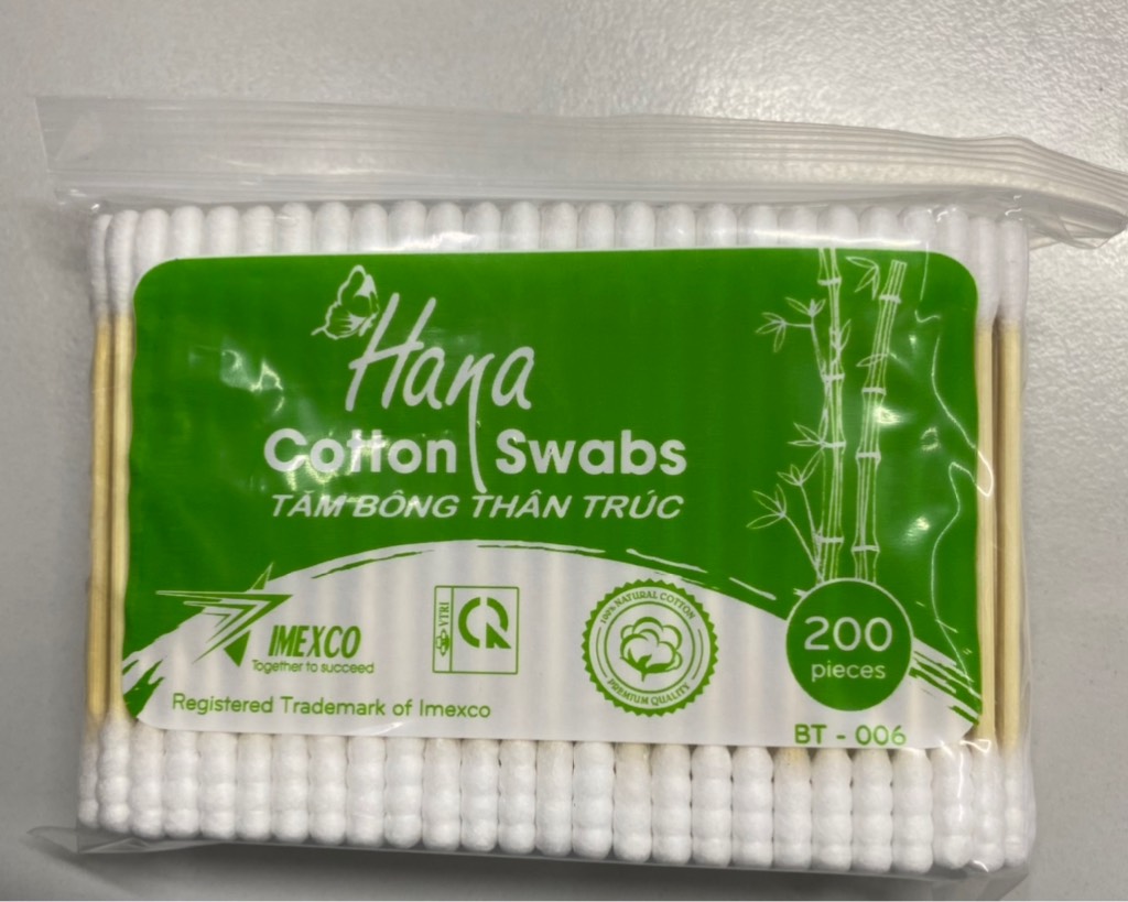 Tăm bông Hana gói lõi thân trúc 200 que