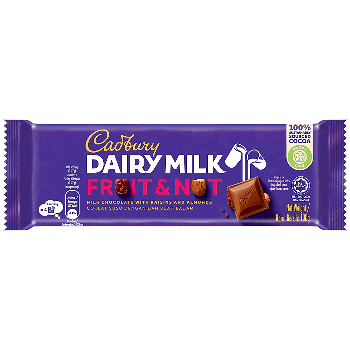 Socola trái cây và hạt Cadbury Dairy Milk 90g