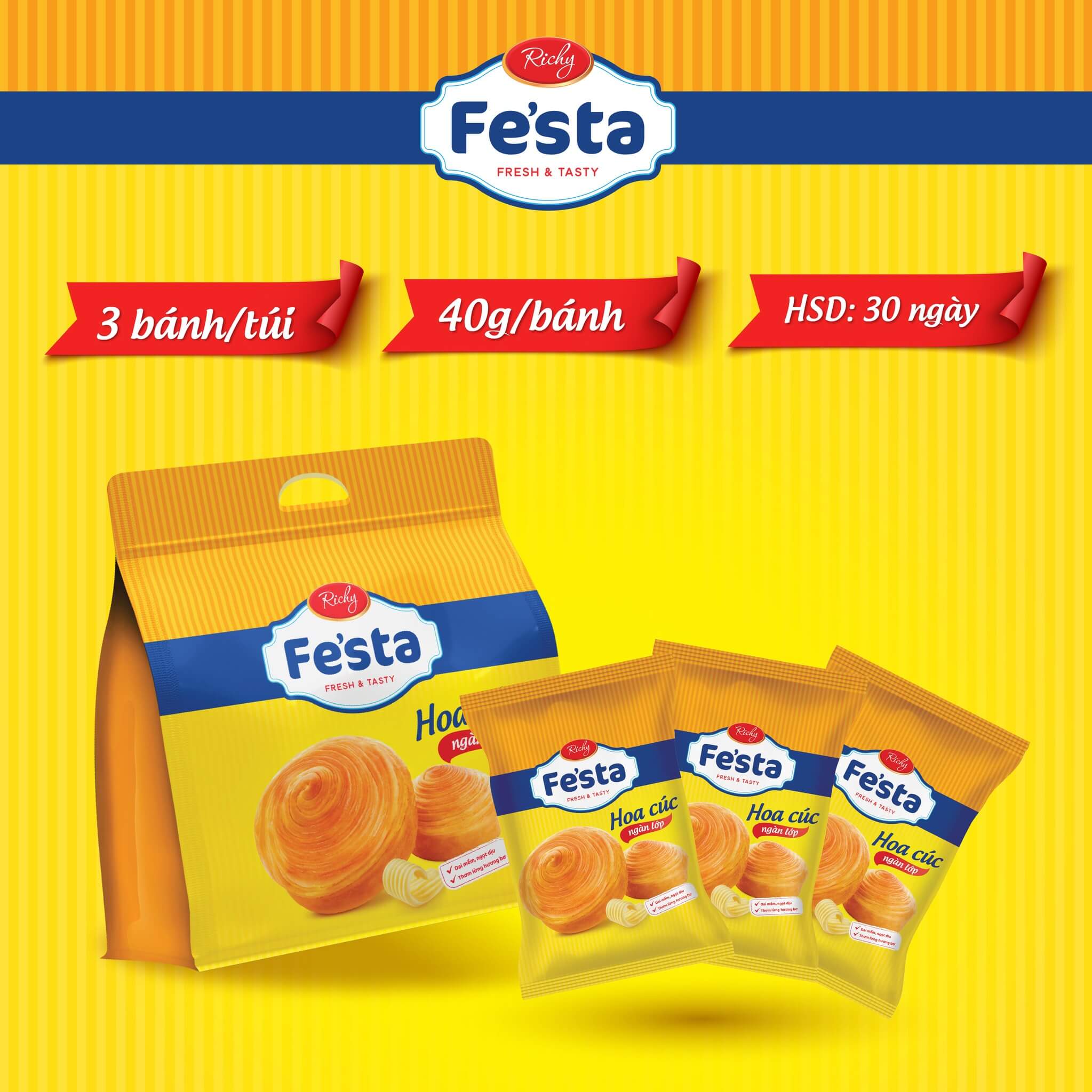 Bánh mỳ hoa cúc ngàn lớp Festa 120g