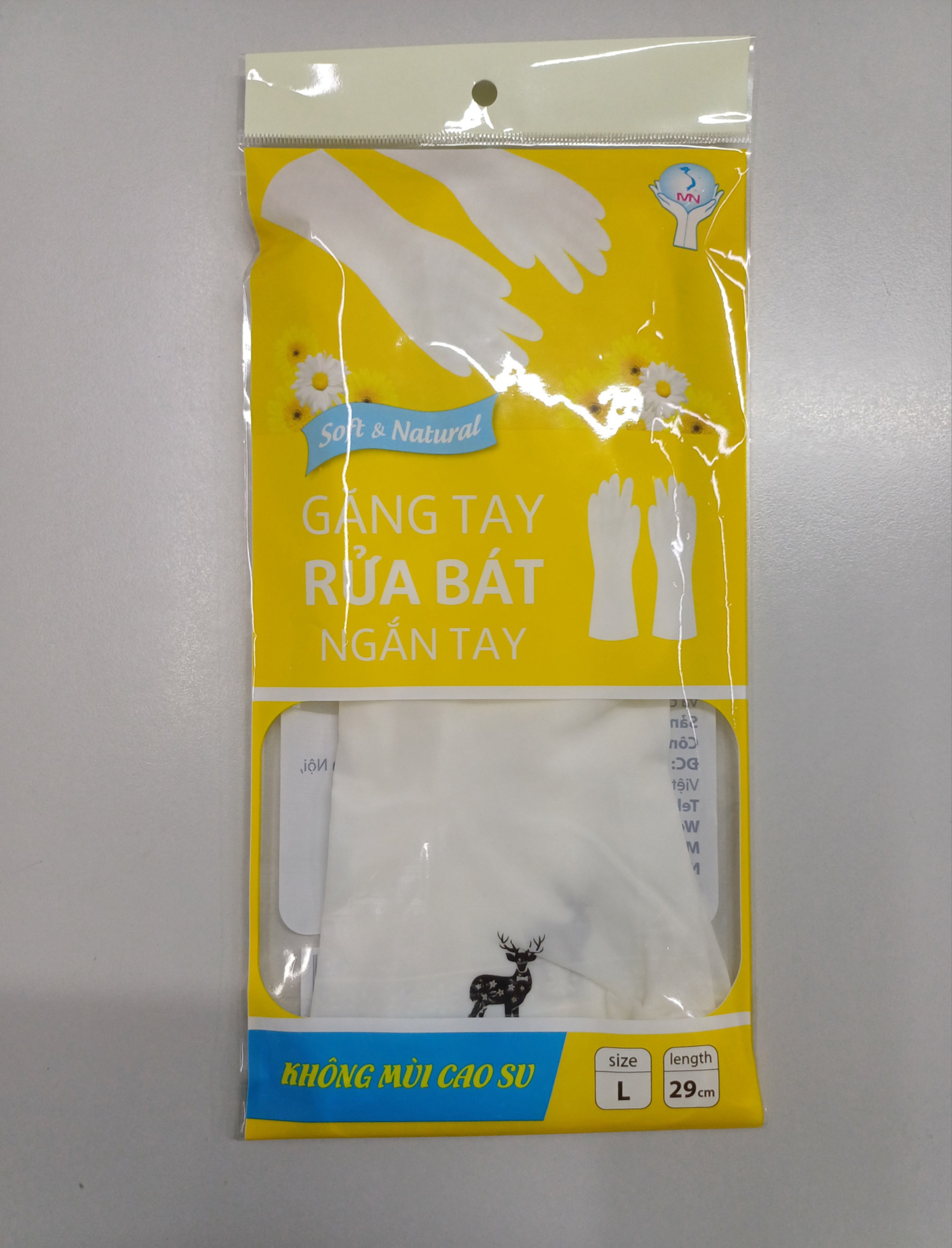 Găng tay rửa bát ngắn tay không mùi size L 29cm