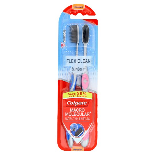 Set 2 Bàn chải Colgate Flex Clean Slimsoft Charcoal Twinx72