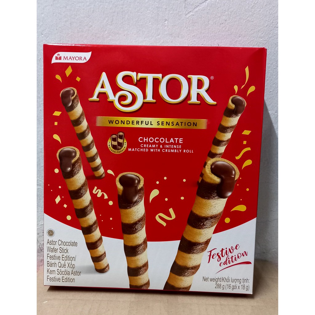 Bánh quế xốp kem socola Astor Indonesia 288g