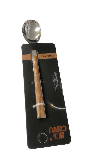 Thìa inox cán gỗ muỗng tròn Canyu 1991