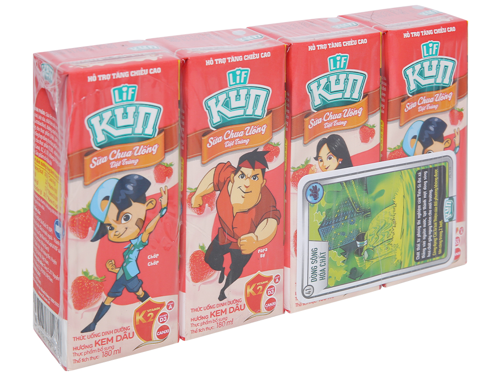 Sữa chua uống hương kem Dâu Kun 170ml*48 hộp