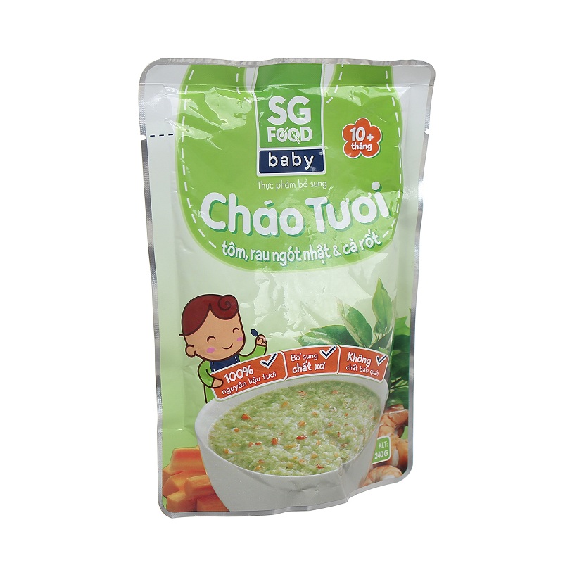 Cháo tươi tôm,rau ngót nhật & cà rốt SGFood 240g