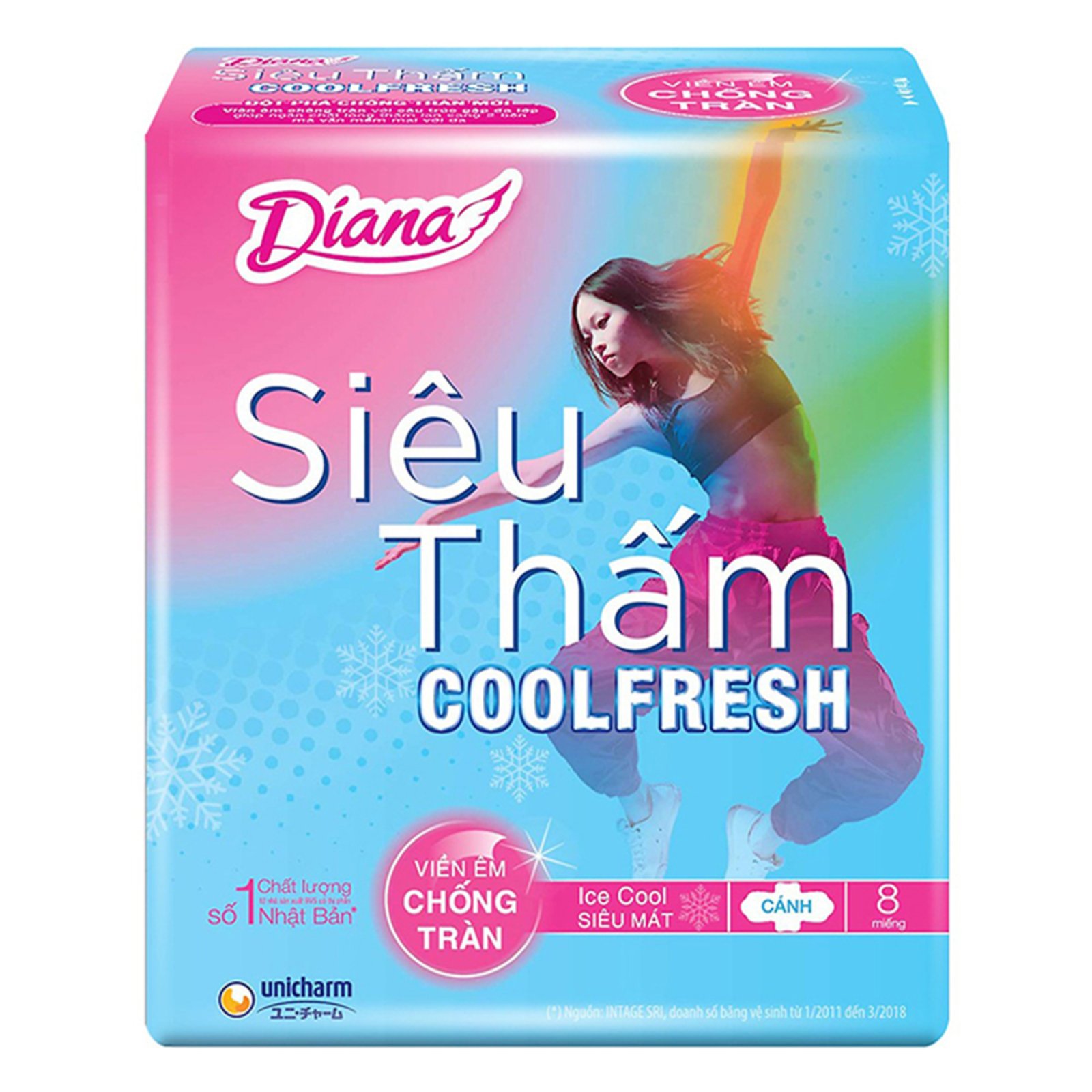 Băng vệ sinh Diana Siêu mỏng cánh Cool Fresh 8M