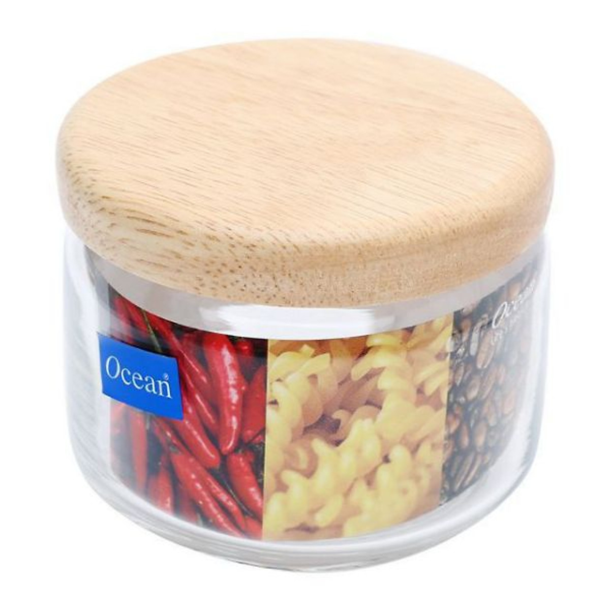 Lọ thuỷ tinh trơn Ocean nắp gỗ 2511 325ml Thái Lan