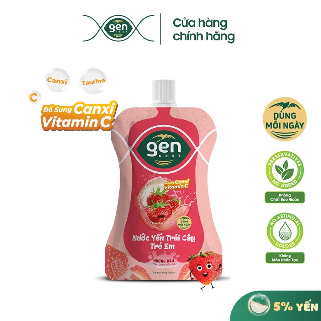 Nước yến trái cây GENNEST hương dâu Y5%TE 105ml