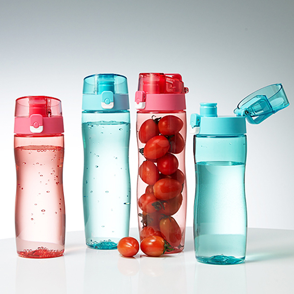 Bình nước Tritan 2 khoá Komax hồng 650ml Hàn Quốc