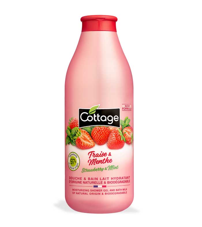 Sữa tắm dưỡng thể Cottage hương Dâu và Bạc hà 750ml Pháp