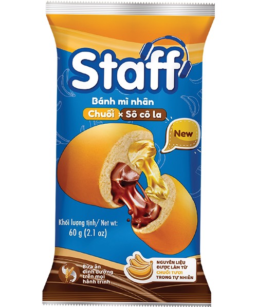 Bánh mì Staff nhân chuối & socola 60g