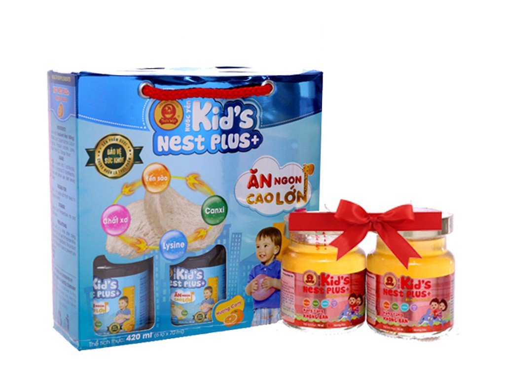 Lốc 6 lọ Nước yến Kid’s Nest Plus hương cam 420ml (6lọ*70ml)