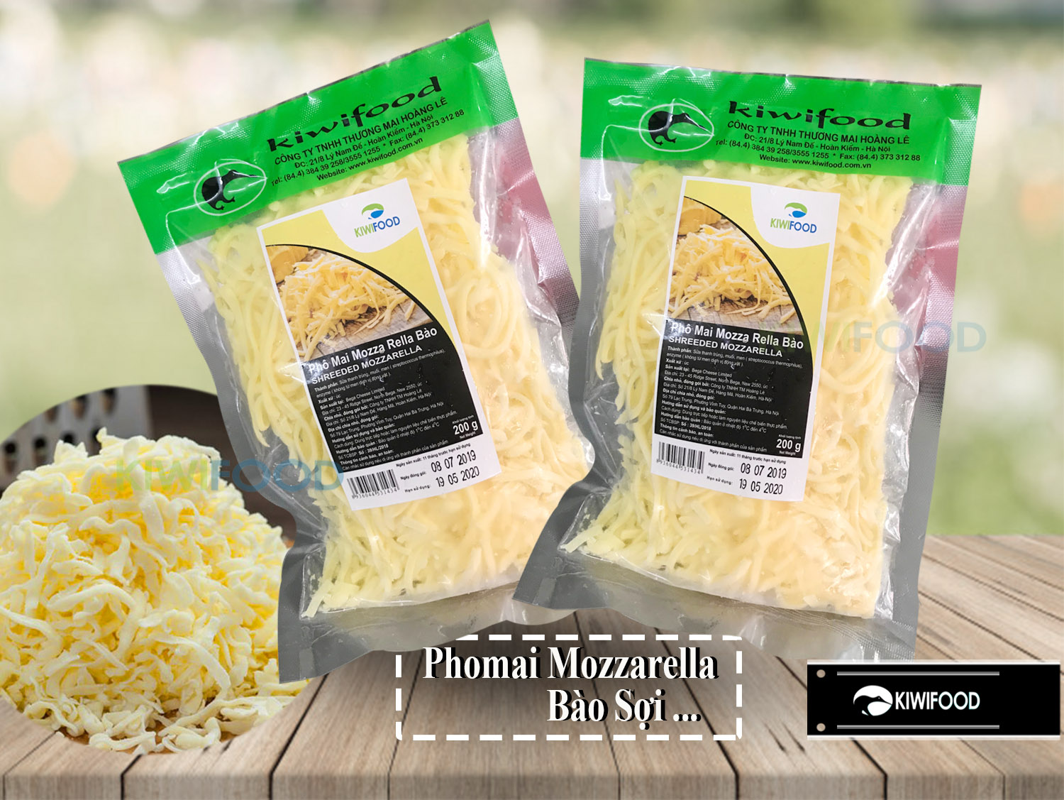 Phô mai bào Mozzarella Kiwi Food 200g