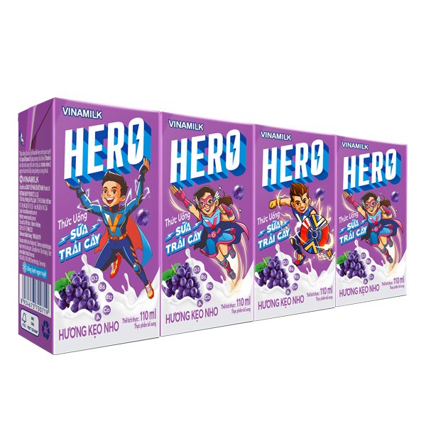 Sữa uống trái cây hương kẹo nho Hero Vinamilk 110ml