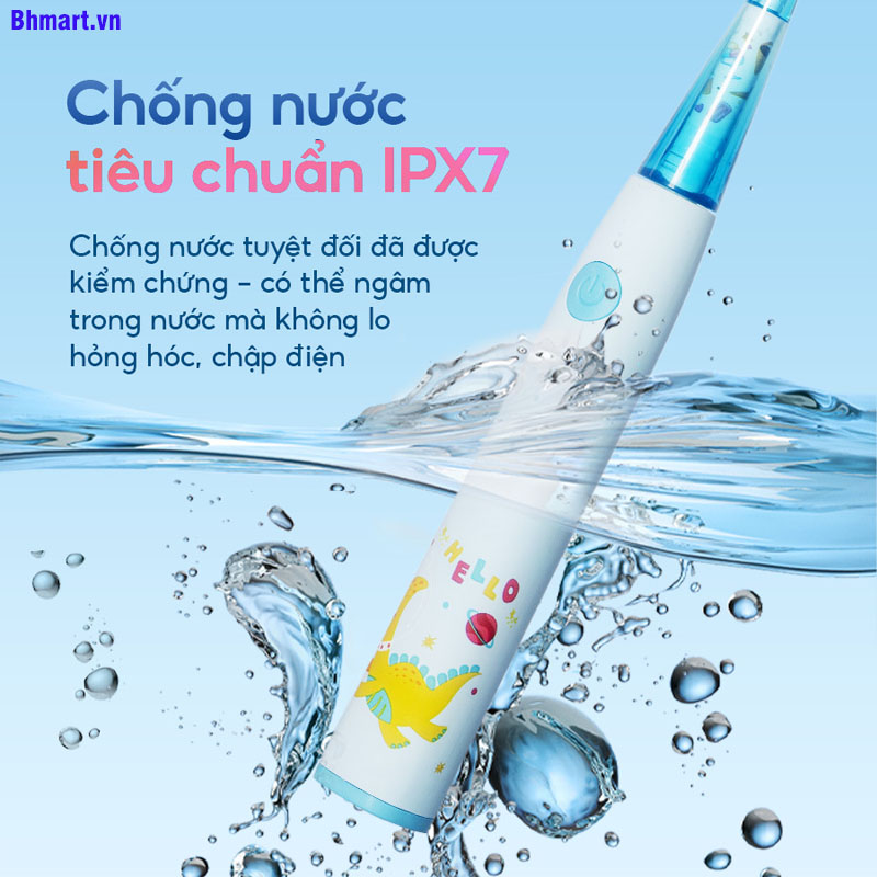 Bàn chải điện Brushie Kids cao cấp đầu lông siêu mềm ,3 chức năng cho bé từ 3 tuổi