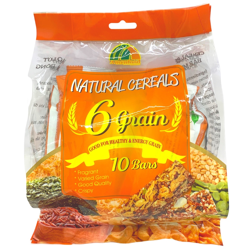 Thanh gạo lứt ngũ cốc 6 Grain chà bông Amenfood 185g