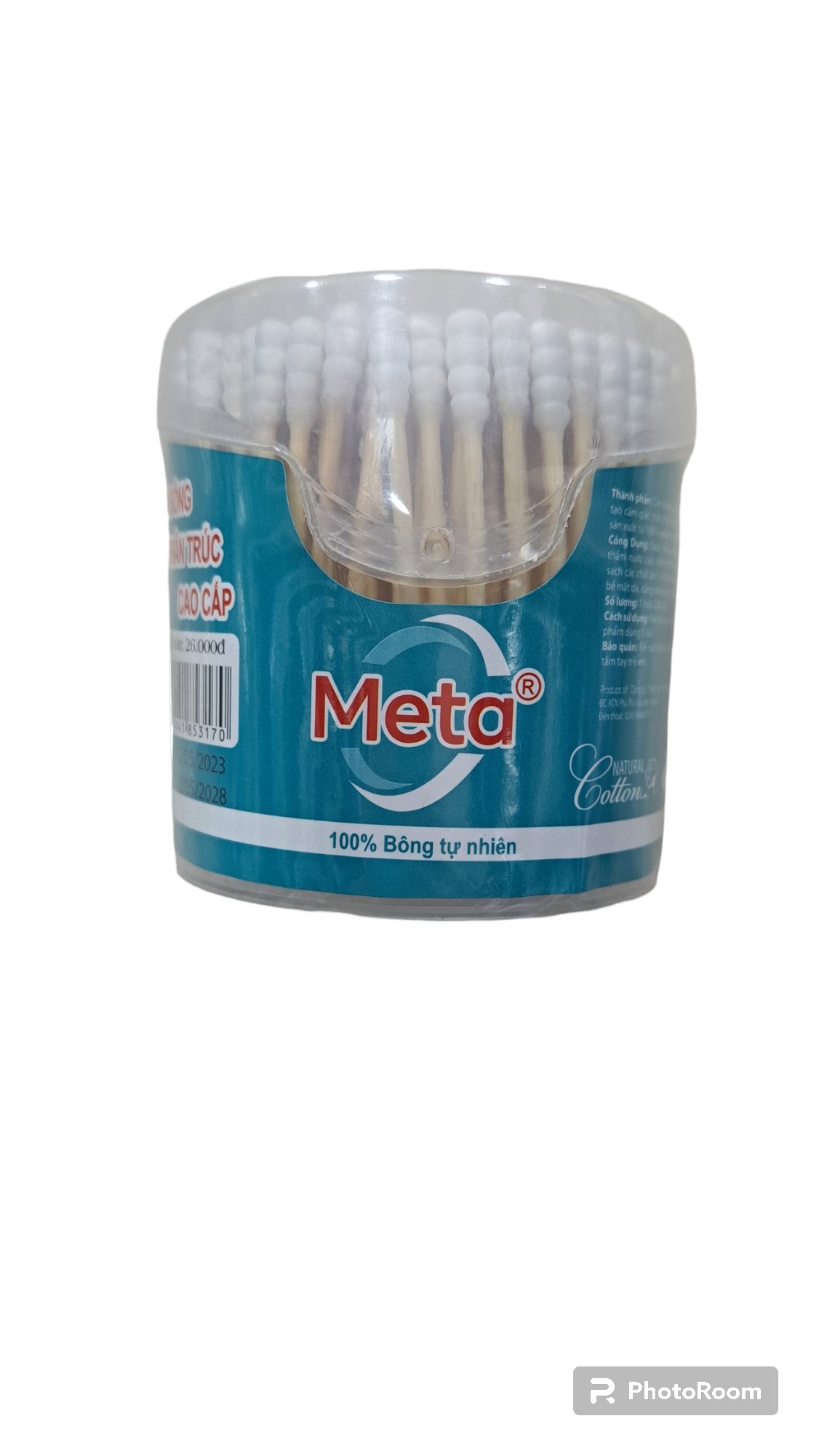 Tăm bông Meta hộp thân trúc 200 que MT170