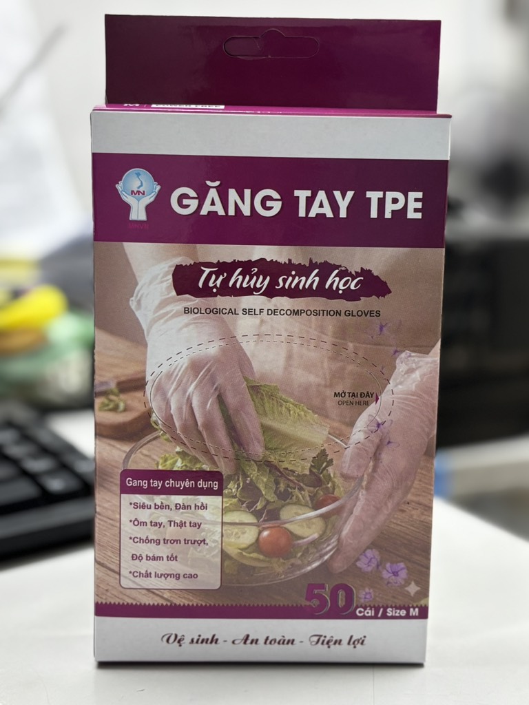 Găng tay TPE tự hủy 50 Cái/Hộp M