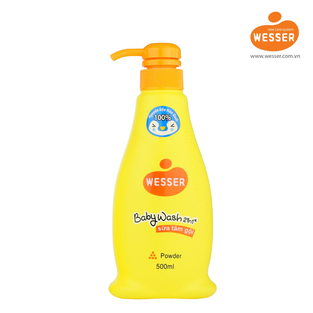Sữa tắm gội cho bé Wesser Baby Wash 2in1 hương phấn 500ml