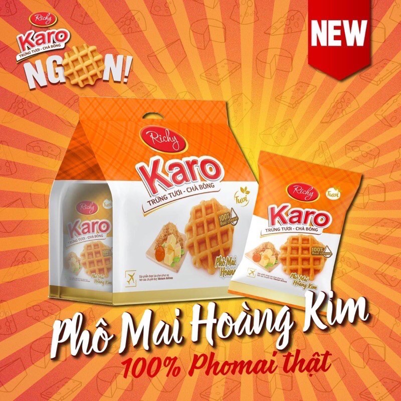 Bánh trứng tươi chà bông Karo phô mai hoàng kim 156g