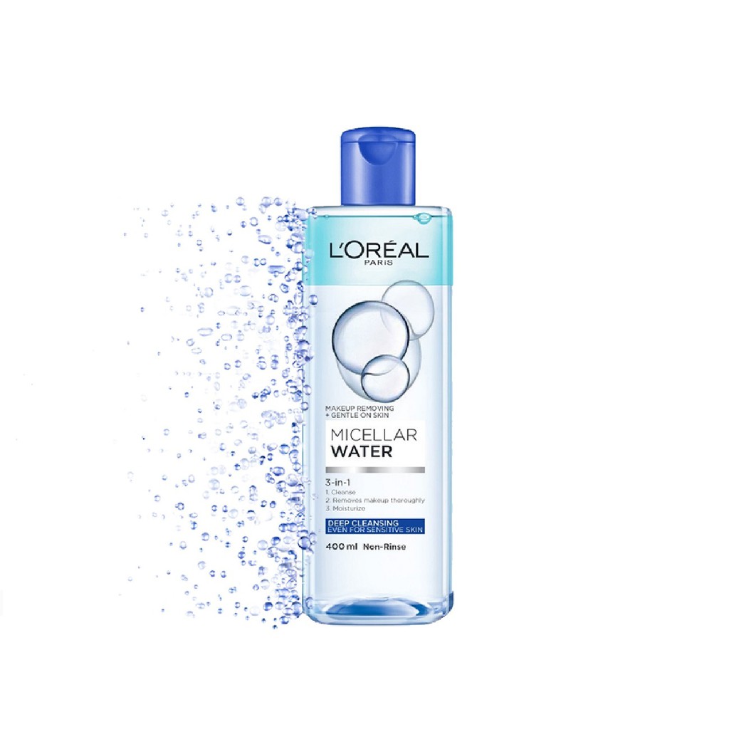 Nước tẩy trang Loreal 3in1 dành cho da trang điểm 400ml Pháp