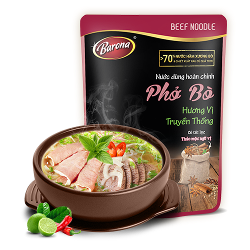 Nước dùng hoàn chỉnh phở bò Barona 150g