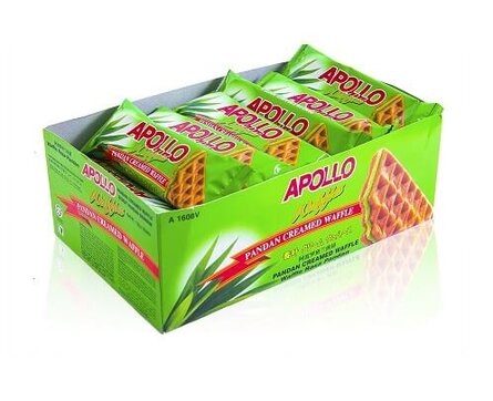 Bánh xốp Apollo Creamed Waffle vị lá dứa Malaysia 540g
