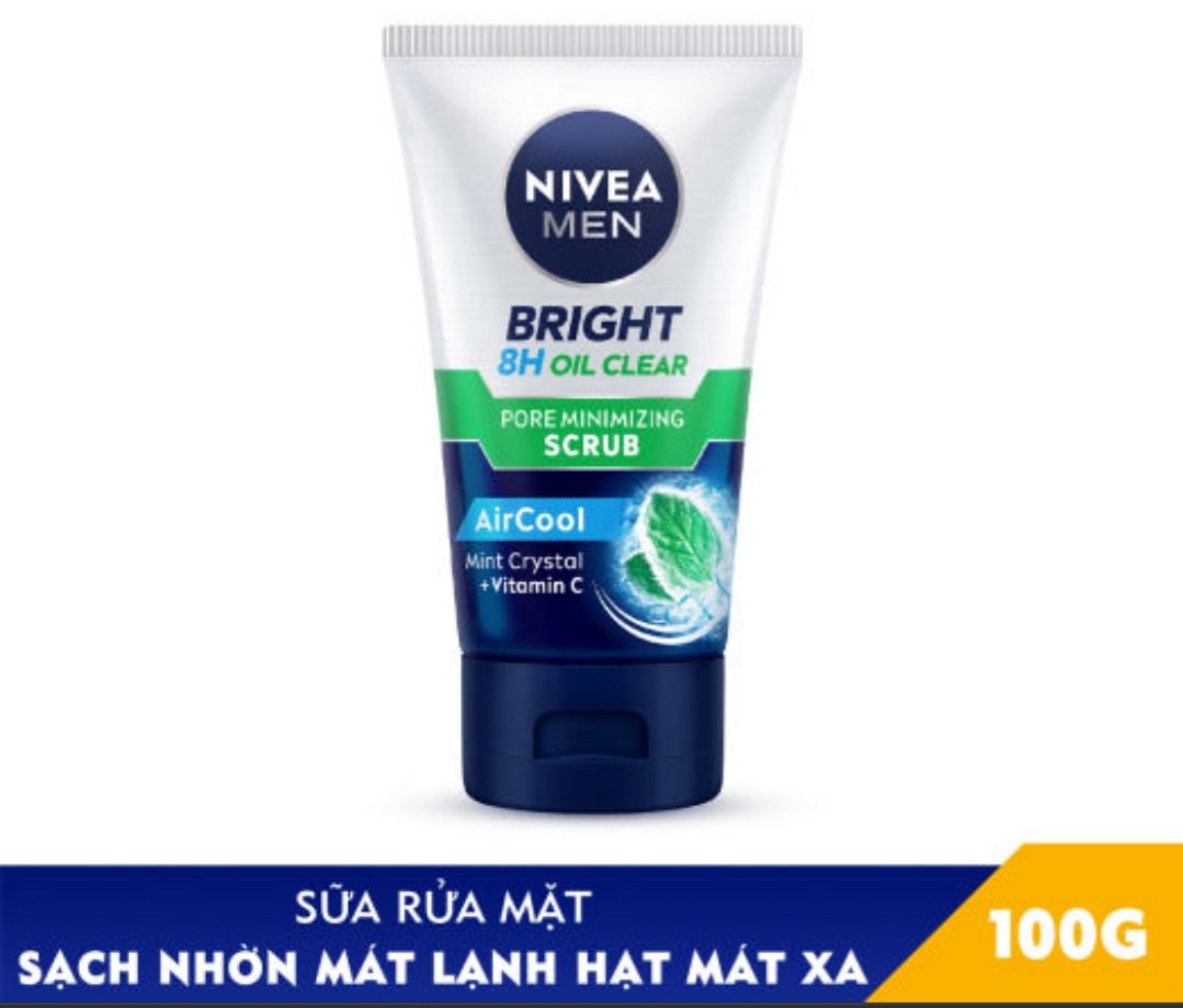 Sữa rửa mặt Nivea Men bạc hà hạt mát xa 100g