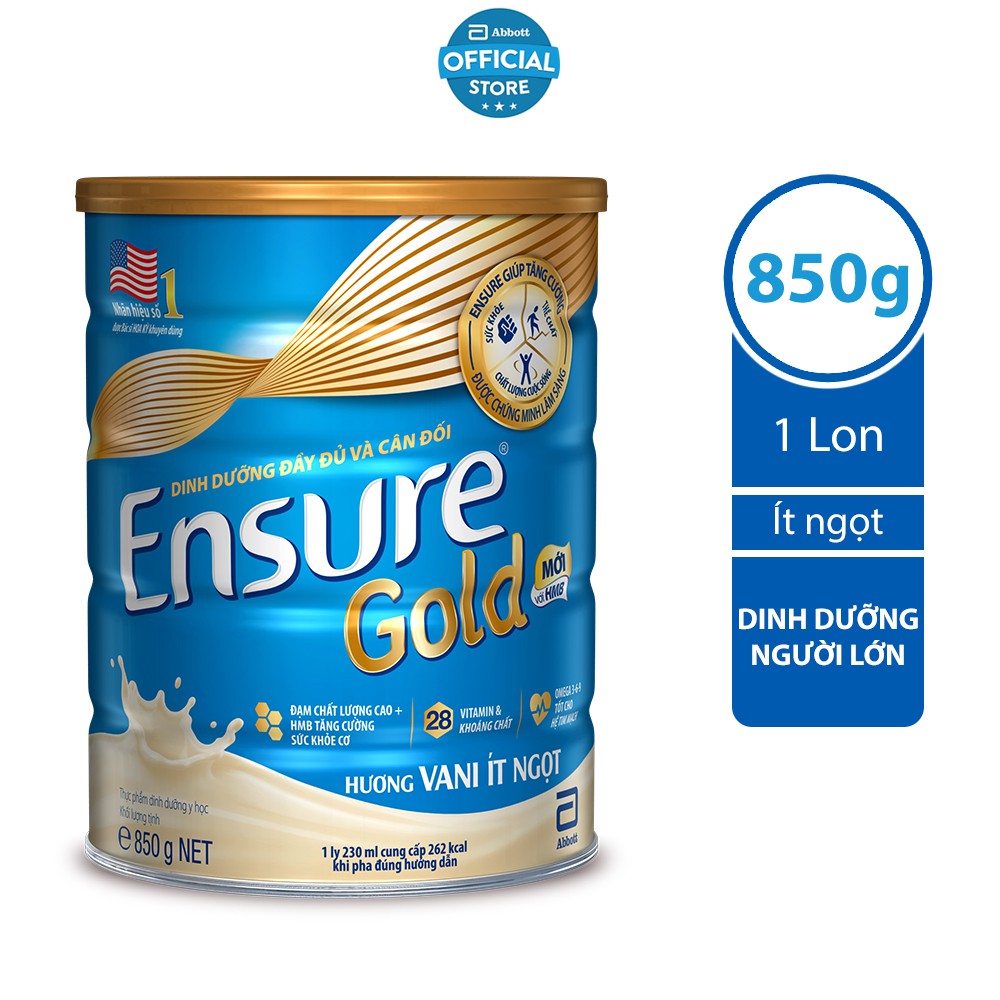 Sữa bột Ensure hương vani ít ngọt 850g