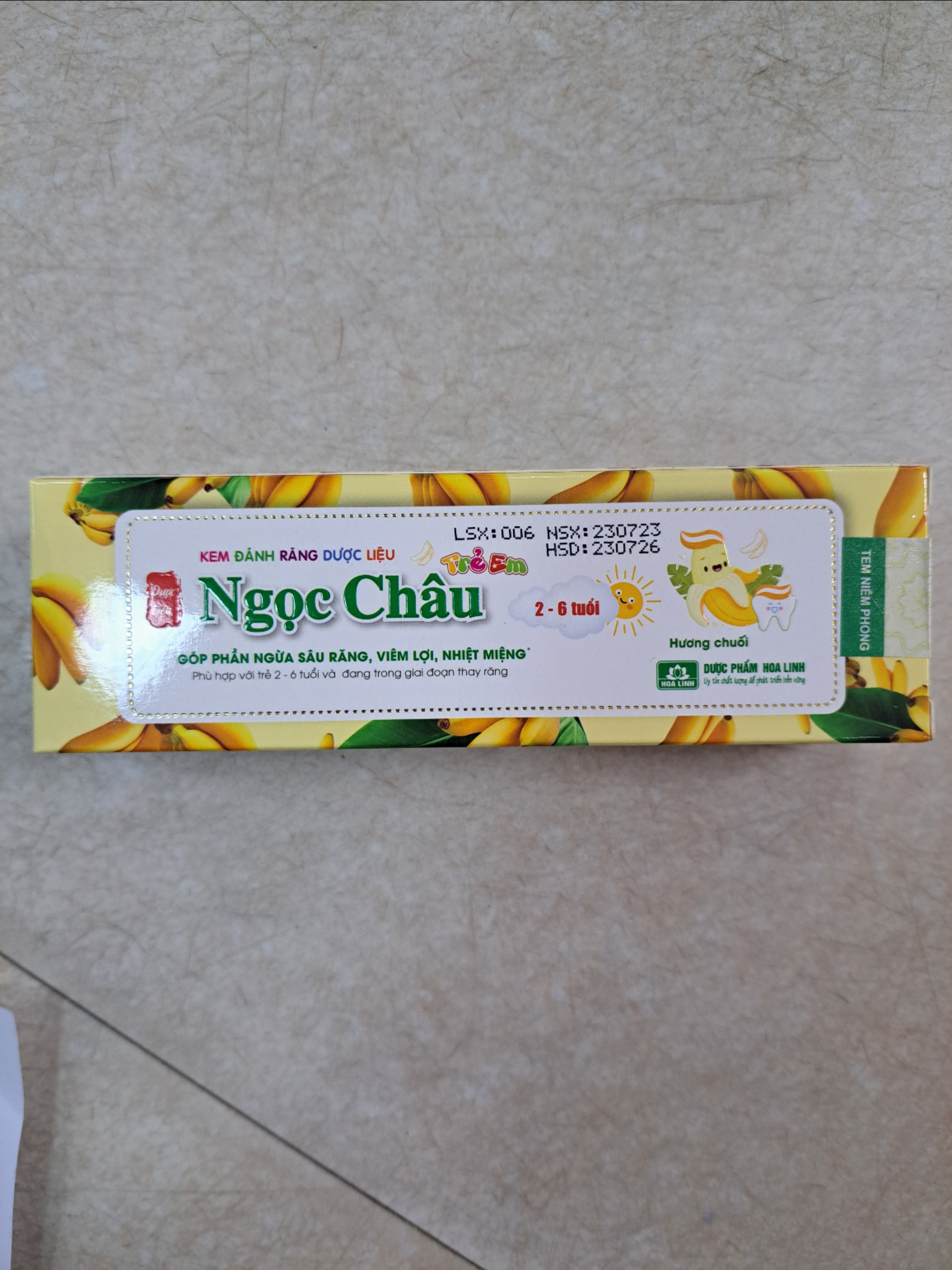Kem đánh răng Ngọc châu trẻ em 2-6 tuổi vị Chuối