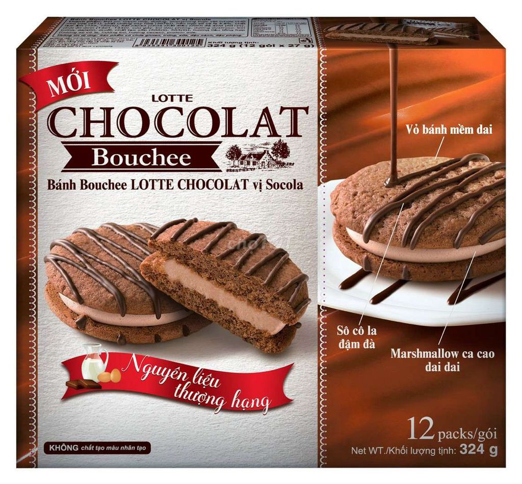 Bánh Bochee Lotte Chocolat vị socola 324g