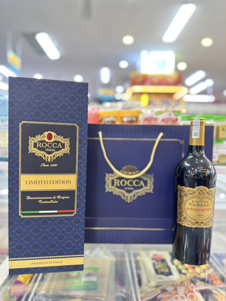 Rượu vang đỏ chát Conte Parelli 15% Ý 750ml (có hộp,túi)