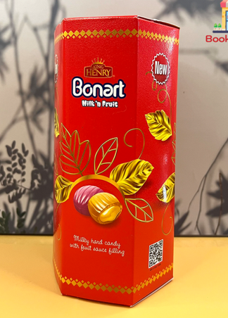 Kẹo cứng sữa trái cây Bonart nhân sốt trái cây hình lục giác Thổ Nhĩ Kì 150g