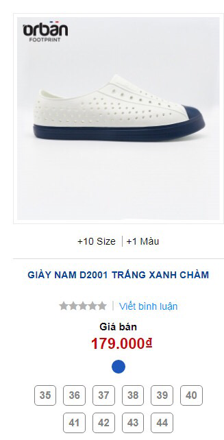 Giày Orban D2001 màu trắng đế xanh chàm 10 size 35-44