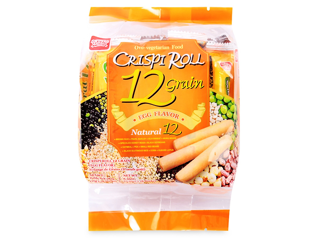 Bánh Crispi roll 12 loại ngũ cốc vị trứng Đài Loan 180g