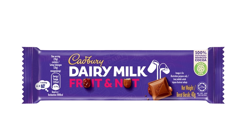 Socola trái cây và hạt Cadbury Dairy Milk Malaysia 40g