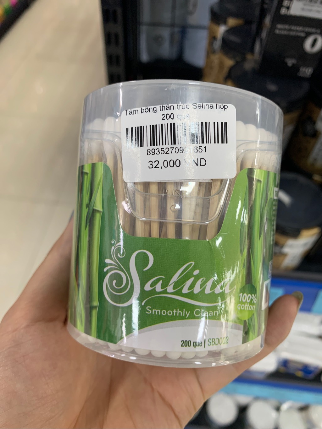 Tăm bông thân trúc Salina hộp 200 que